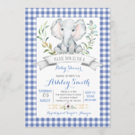 Baby shower-uitnodiging voor de olifant van Gingha Kaart