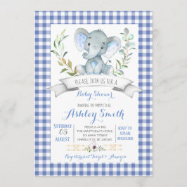 Baby shower-uitnodiging voor de olifant van Gingha Kaart