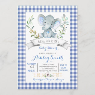 Baby shower-uitnodiging voor de olifant van Gingha Kaart