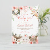 Baby shower Uitnodiging voor een babymeisje uit bo (Staand voorkant)