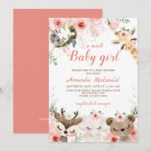 Baby shower Uitnodiging voor een babymeisje uit bo (Voorkant / Achterkant)