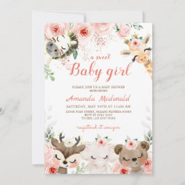 Baby shower Uitnodiging voor een babymeisje uit bo