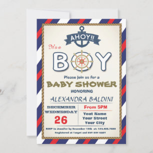 Baby shower Uitnodiging voor een jongen