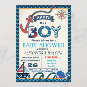 baby shower Uitnodiging voor een jongen