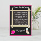 Baby shower uitnodiging voor een leerkracht met ap (Staand voorkant)