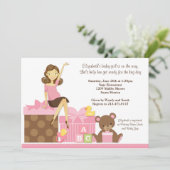 baby shower Uitnodiging voor een meisje (Staand voorkant)