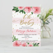 Baby shower uitnodiging voor een meisje (Staand voorkant)