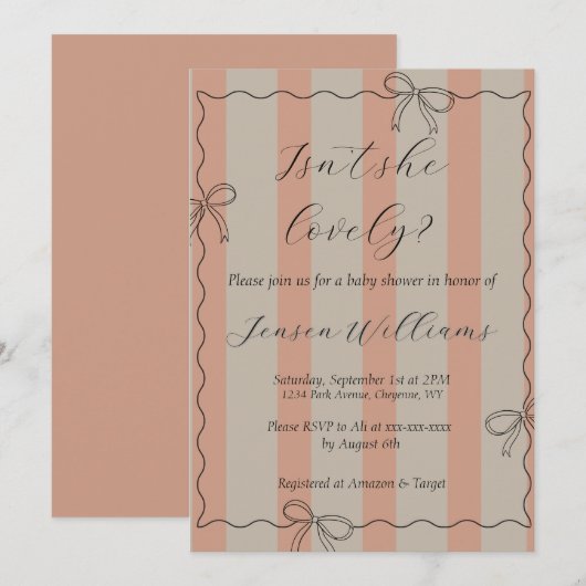 Baby shower uitnodiging voor een meisje (Voorkant / Achterkant)