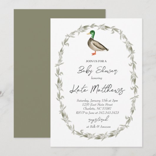 Baby shower-uitnodiging voor eenden kaart (Voorkant / Achterkant)