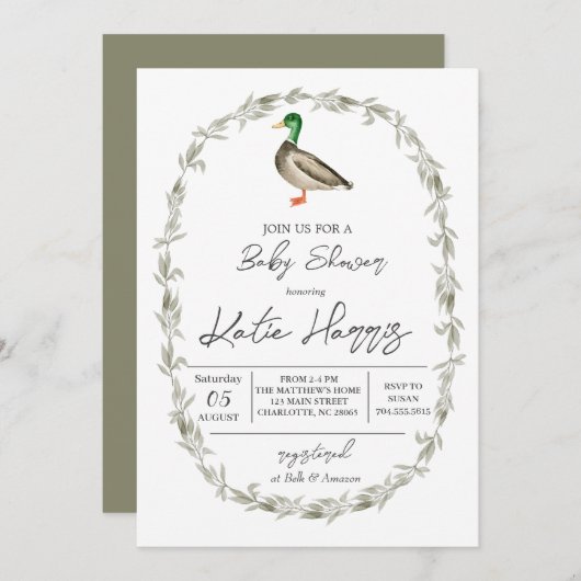 Baby shower-uitnodiging voor eenden kaart (Voorkant / Achterkant)