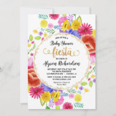 Baby shower-uitnodiging voor Fiesta, florale water Kaart (Voorkant)