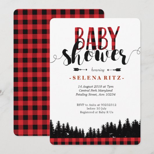 Baby shower-uitnodiging voor Forest Lumberjack Kaart (Voorkant / Achterkant)
