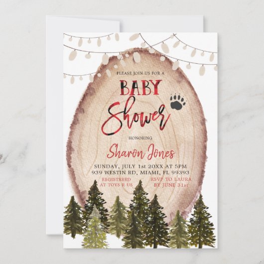 Baby shower-uitnodiging voor Forest Lumberjack Kaart (Voorkant)