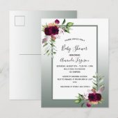 Baby shower - uitnodiging voor groene boeroendese  (Voorkant / Achterkant)