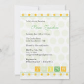 Baby shower uitnodiging voor groene en gele blokke (Achterkant)