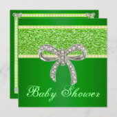 Baby shower Uitnodiging voor groene Glitter Diamon (Voorkant / Achterkant)