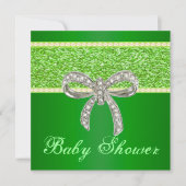 Baby shower Uitnodiging voor groene Glitter Diamon (Voorkant)