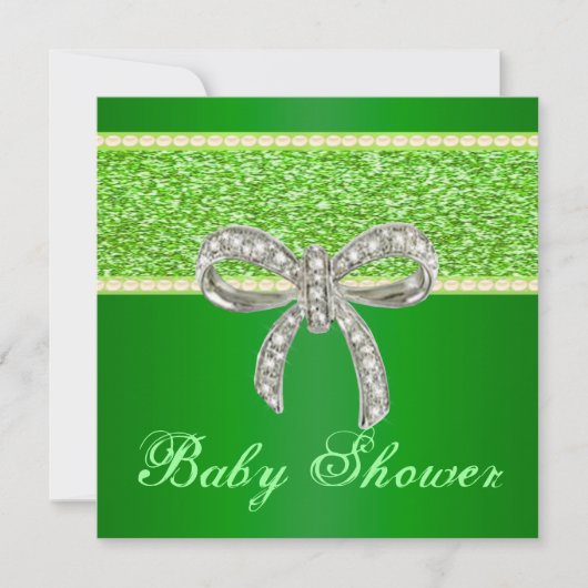 Baby shower Uitnodiging voor groene Glitter Diamon (Voorkant)