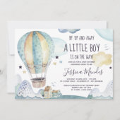 Baby shower-uitnodiging voor hot-luchtballon kaart (Voorkant)
