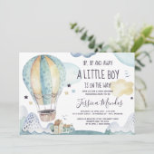 Baby shower-uitnodiging voor hot-luchtballon kaart (Staand voorkant)