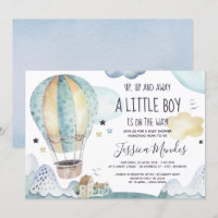 Baby shower-uitnodiging voor hot-luchtballon