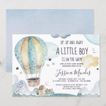 Baby shower-uitnodiging voor hot-luchtballon