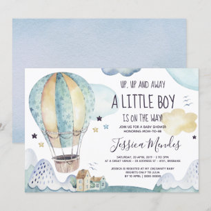 Baby shower-uitnodiging voor hot-luchtballon kaart