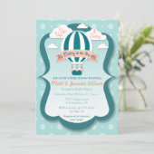 Baby shower-uitnodiging voor hot-luchtballon kaart (Staand voorkant)