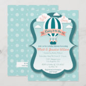 Baby shower-uitnodiging voor hot-luchtballon kaart (Voorkant / Achterkant)