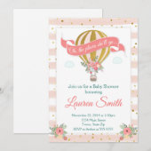 Baby shower-uitnodiging voor hot-luchtballon kaart (Voorkant / Achterkant)
