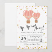 Baby shower-uitnodiging voor hot-luchtballon kaart (Voorkant / Achterkant)