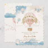 Baby shower-uitnodiging voor hot-luchtballon kaart (Voorkant / Achterkant)