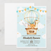 Baby shower-uitnodiging voor hot-luchtballon kaart (Voorkant / Achterkant)