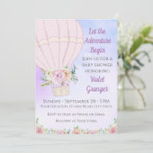 Baby shower-uitnodiging voor hot-luchtballon kaart (Staand voorkant)