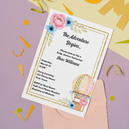 Baby shower-uitnodiging voor hot-luchtballon kaart