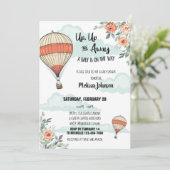 Baby shower-uitnodiging voor hot-luchtballon kaart (Staand voorkant)