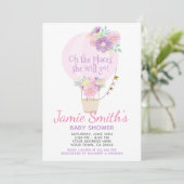 Baby shower-uitnodiging voor hot-luchtballon kaart (Staand voorkant)