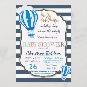 Baby shower-uitnodiging voor hot-luchtballon kaart
