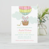 Baby shower-uitnodiging voor hot-luchtballon kaart (Staand voorkant)
