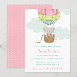 Baby shower-uitnodiging voor hot-luchtballon kaart