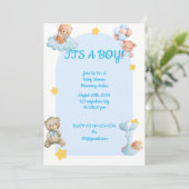BABY SHOWER UITNODIGING voor jongens (Staand voorkant)