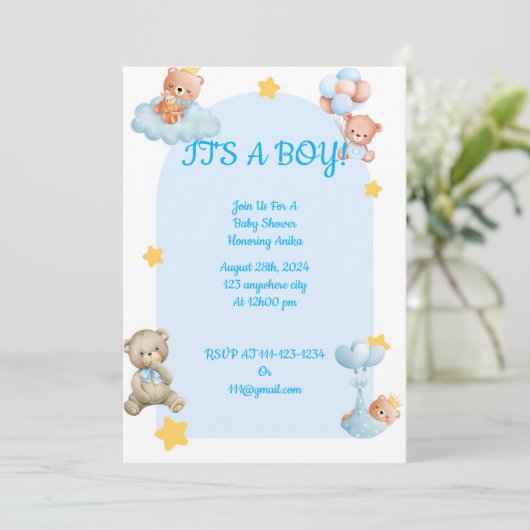 BABY SHOWER UITNODIGING voor jongens