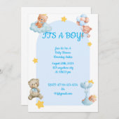 BABY SHOWER UITNODIGING voor jongens (Voorkant / Achterkant)