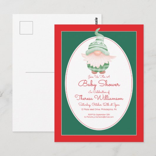 BABY SHOWER | Uitnodiging voor kerstgenote (Voorkant / Achterkant)