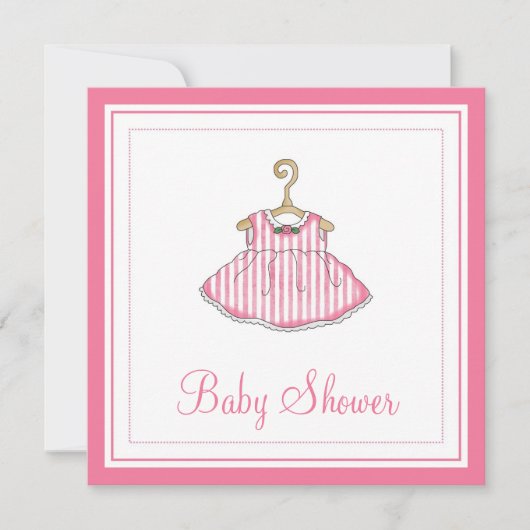 Baby shower uitnodiging voor klein meisje met roze (Voorkant)