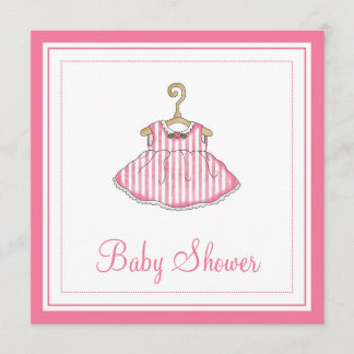 Baby shower uitnodiging voor klein meisje met roze