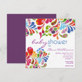 baby shower uitnodiging voor kleurrijke paisley (Voorkant / Achterkant)