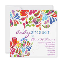 baby shower uitnodiging voor kleurrijke paisley