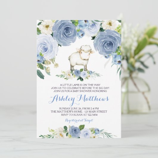 baby shower - uitnodiging voor lammeren (Staand voorkant)