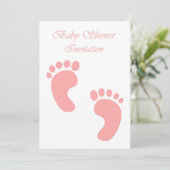 Baby shower Uitnodiging voor meisje met voetafdruk (Staand voorkant)